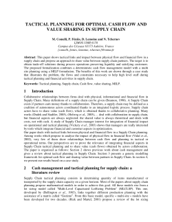 tactical planning for optimal cash flow and value sharing in supply