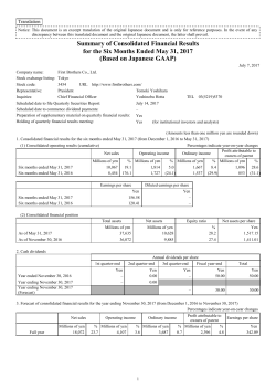 Summary of Consolidated Financial Results for the Six Months