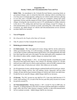 Proposition 101 - University of Colorado Denver
