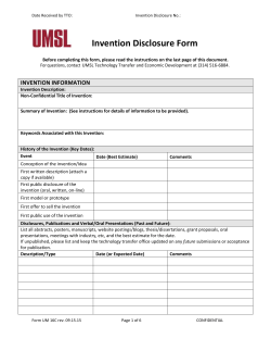 Invention Disclosure Form - University of Missouri