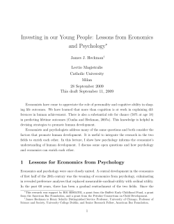 Investing in our Young People: Lessons from Economics and