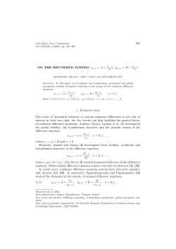 201 ON THE RECURSIVE SYSTEM xn+1 = A + , yn+1 = B +