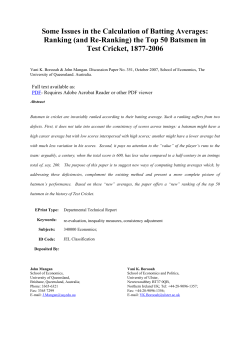 Some Issues in the Calculation of Batting Averages: Ranking (and