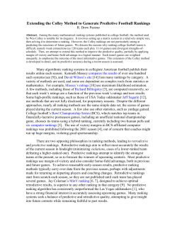 Extending the Colley Method to Generate Predictive Football Rankings
