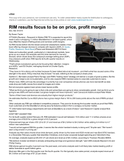 RIM results focus to be on price, profit margin