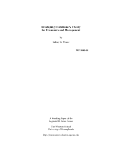 Developoing an Evolutionary Theory for Economics and Management