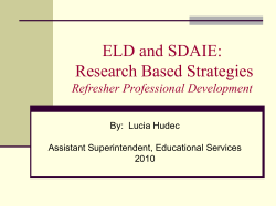 ELD and SDAIE: Strategies Refresher Professional Development