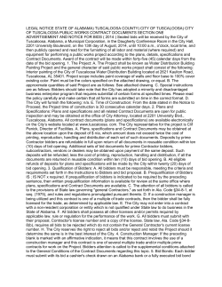 LEGAL NOTICE STATE OF ALABAMA) TUSCALOOSA COUNTY