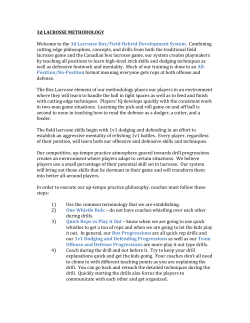 3d LACROSSE METHODOLOGY Welcome to the 3d Lacrosse Box