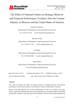 The Effect of National Culture on Strategic Behavior and Financial