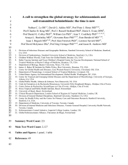 A call to strengthen the global strategy for schistosomiasis and soil