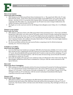 EASTERN MICHIGAN Athletics POINTS OF PRIDE Oct. 6, 2013