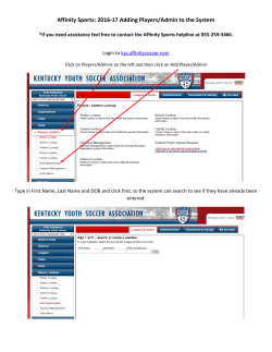 Affinity Sports: 2016-17 Adding Players/Admin to the System