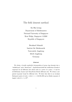 The field descent method Ka Hin Leung Department of Mathematics