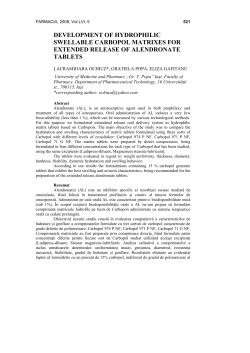 development of hydrophilic swellable carbopol