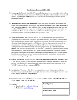 Lee Burneson Track and Field &ndash; 2014 1) Program goals: The goals