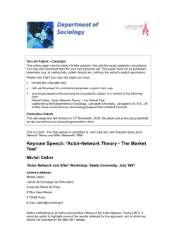 Actor-Network Theory - The Market Test