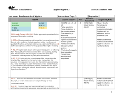 Shelton School District Applied Algebra 2 2014