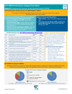 2017 MIPS Performance Category Fact Sheet QUALITY (Replaces