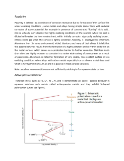 kinetics of passivation
