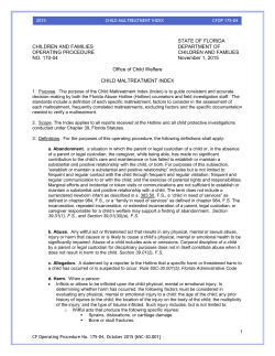 Assessing for Maltreatment - Florida Administrative Code