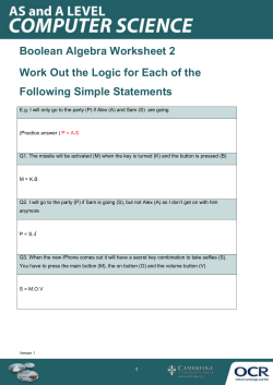 A Level Computer Science, Topic Exploration Pack, Boolean