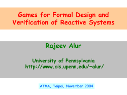 Games for Formal Design and Verification of