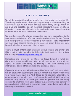 HANSELLS April 2015 FUNERAL WISHES