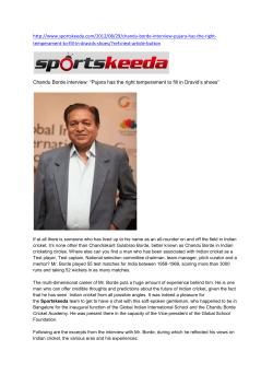 Chandu Borde`s interview