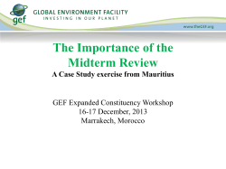 Focal Area and Cross Cutting Strategies * Chemicals