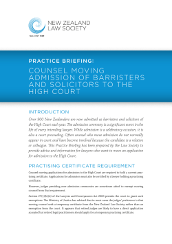 Counsel moving admission of barristers and solicitors to the High
