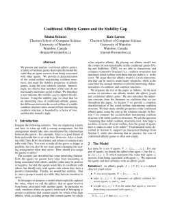 Coalitional Affinity Games and the Stability Gap