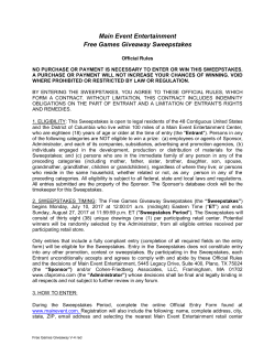 Main Event Free Games Giveaway Sweepstakes Offical Rules