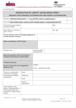 Deprivation of Liberty Safeguards Request for a Standard and