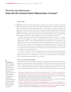 Shooting the Messenger: Does the UK Criminal Cartel Offense Have