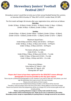 Shrewsbury Juniors` Football Festival 2017