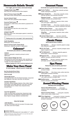 Homemade Salads/Breads* Gourmet Pizzas Award