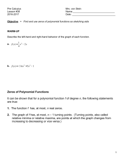 Lesson 38 Zeros of Polynomials