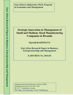 Strategic Innovation in Management of Small