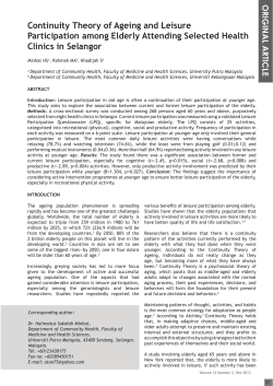 Continuity Theory of Ageing and Leisure Participation among