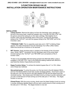 5-function degas valve installation operation maintenance instructions