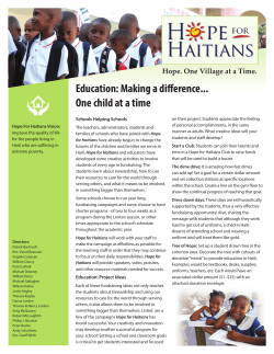 Education: Making a di erence... One child at a time