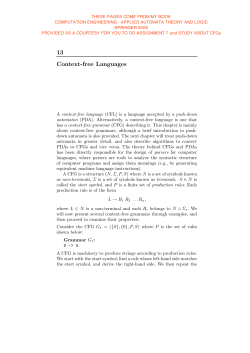 13 Context-free Languages - University of Utah College of