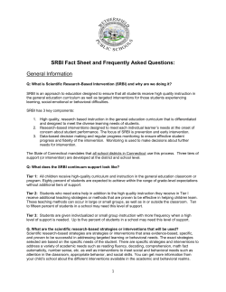 SRBI Fact Sheet and Frequently Asked Questions: General Information