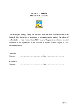 Dissertation Title: The effects of deforestation on rural women. Case