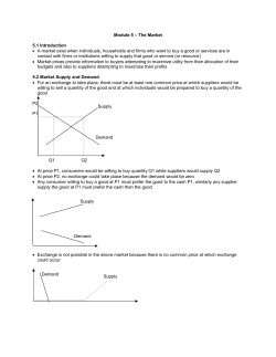 Module 5 &ndash; The Market 5.1 Introduction A market exist when