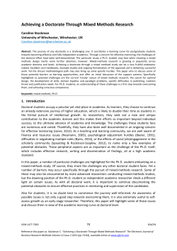 Achieving a Doctorate Through Mixed Methods Research