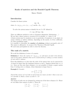 Ranks of matrices and the Rouch&eacute;-Capelli Theorem Marco Tolotti