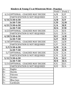 Field 1 Field 2 4/14 OPTIONAL - COACHES MAY