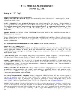 March 22 Morning Announcements - Fauquier County Public Schools